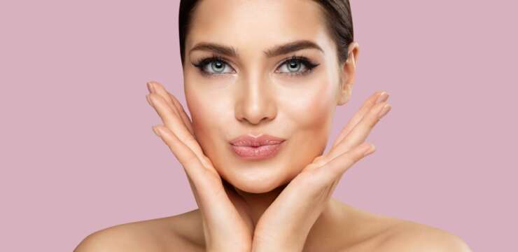 woman puckering her lips